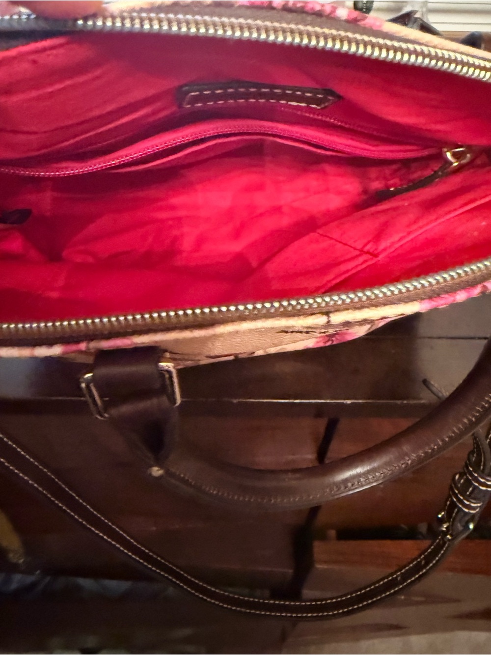 Women’s Pink Tote Bag with Red Interior